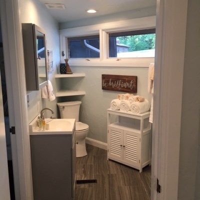 a kitchen with a sink and a window