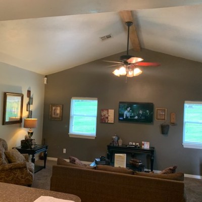 a flat screen tv sitting in a room